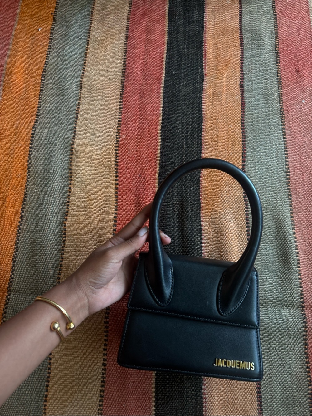 Jacquemus Le Chiquito Moyen (medium) black Leather Bag w Gold Logo - Picture 7 of 9